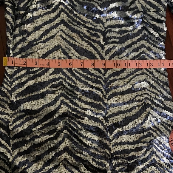 URBAN OUTFITTERS Zebra Sequin Mini Dress Navy Blue S/P - Picture 14 of 17